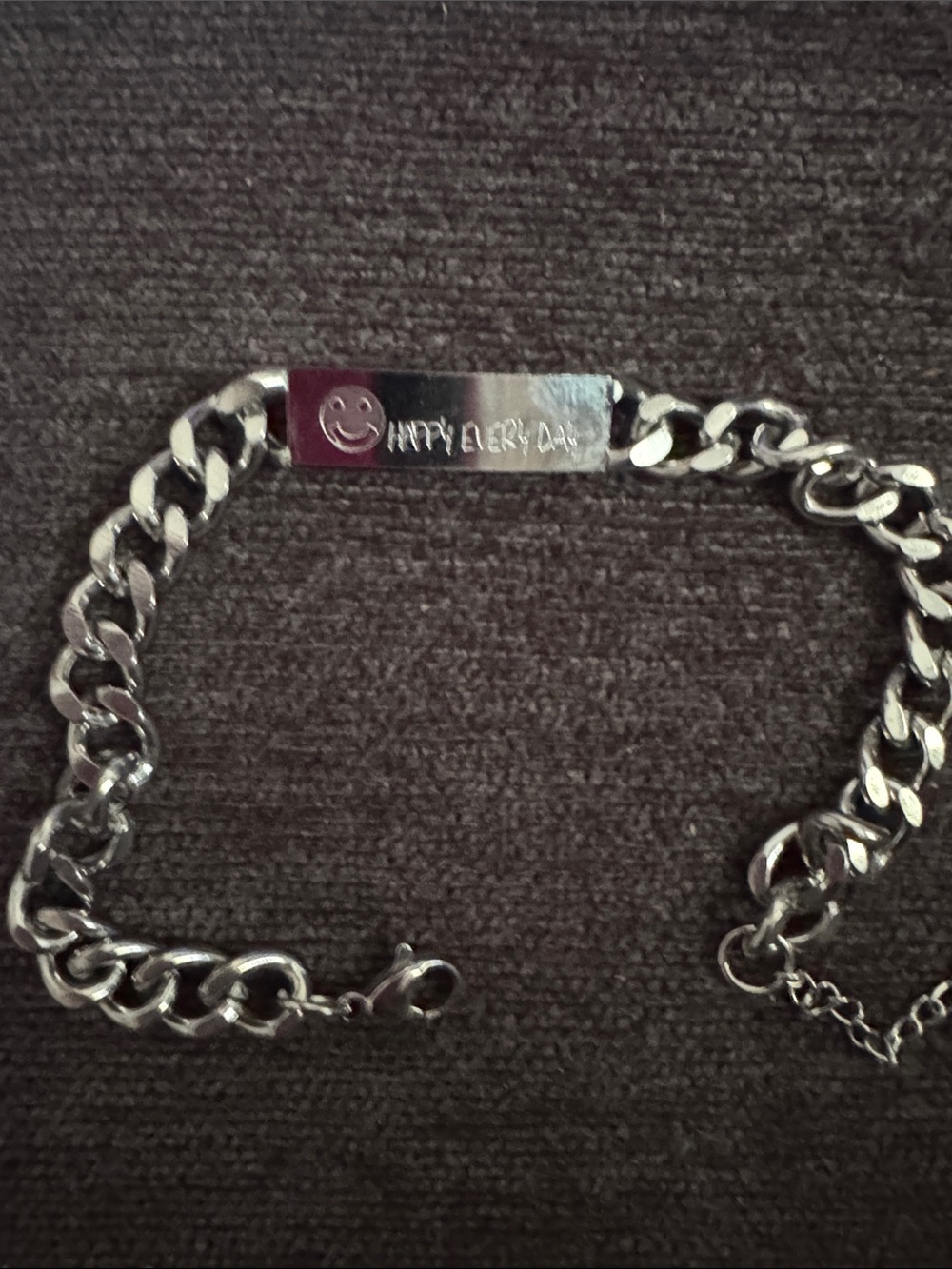 Stainless ID Chain Bracelet with Smiley Plate